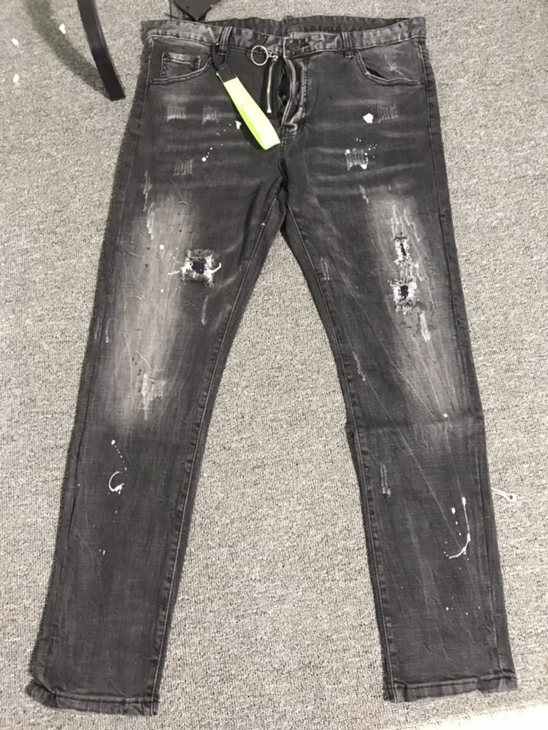 

mens designer jeans black luxury ripped skinny biker moto pants pour cool hommes men s hip hop denim revival new, T1056
