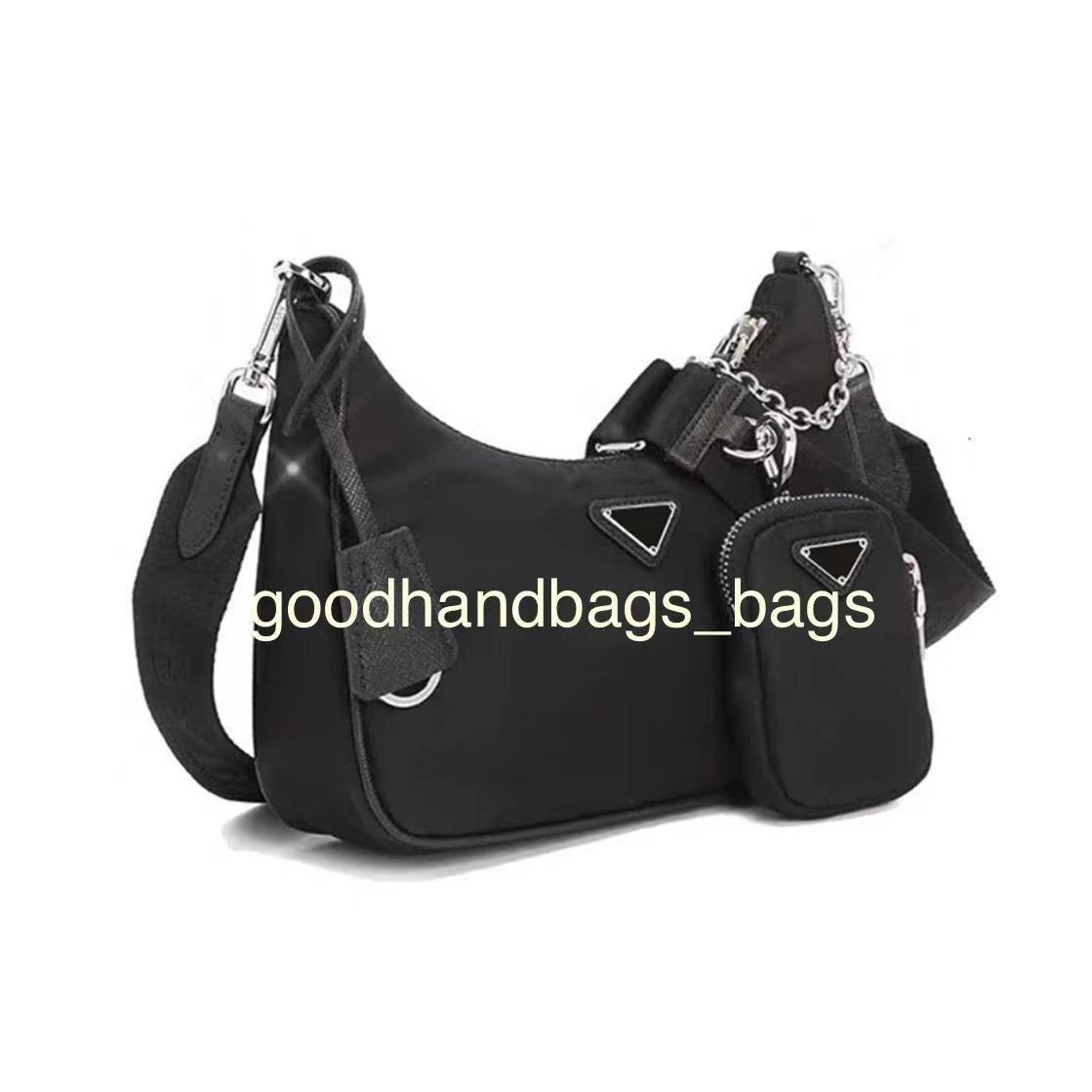 

Hobo 2pcs/set women shoulder bag waterproof canvas Nylon Chest pack lady Tote chains handbags presbyopic purse messenger crossbody bag #588, Black