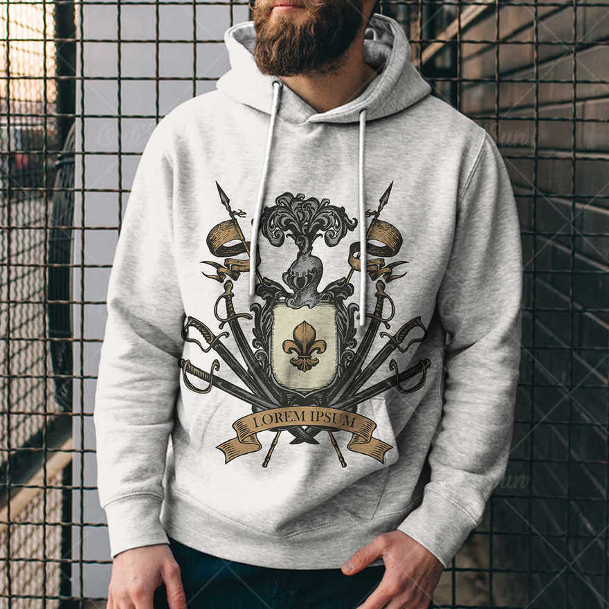 

summer fashion sweater digital printing crusader seri men's loose sports hoodiep620, Black