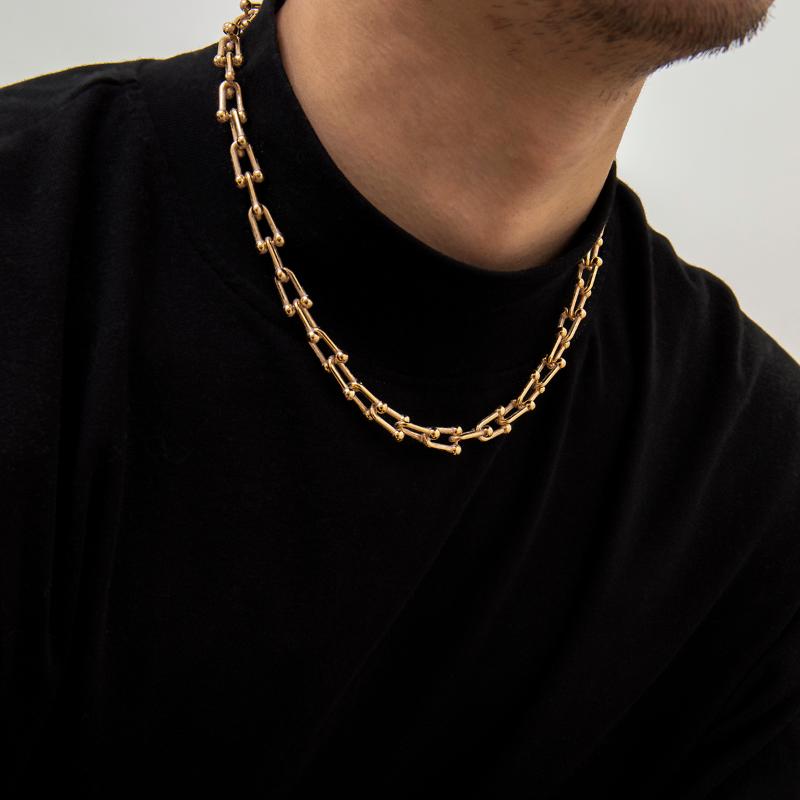 

Chains SHIXIN Hiphop U Shap Link Chain Necklace For Men/Women Punk Gold/Silver Color Choker Necklaces Colar On Neck 2021 Jewelry