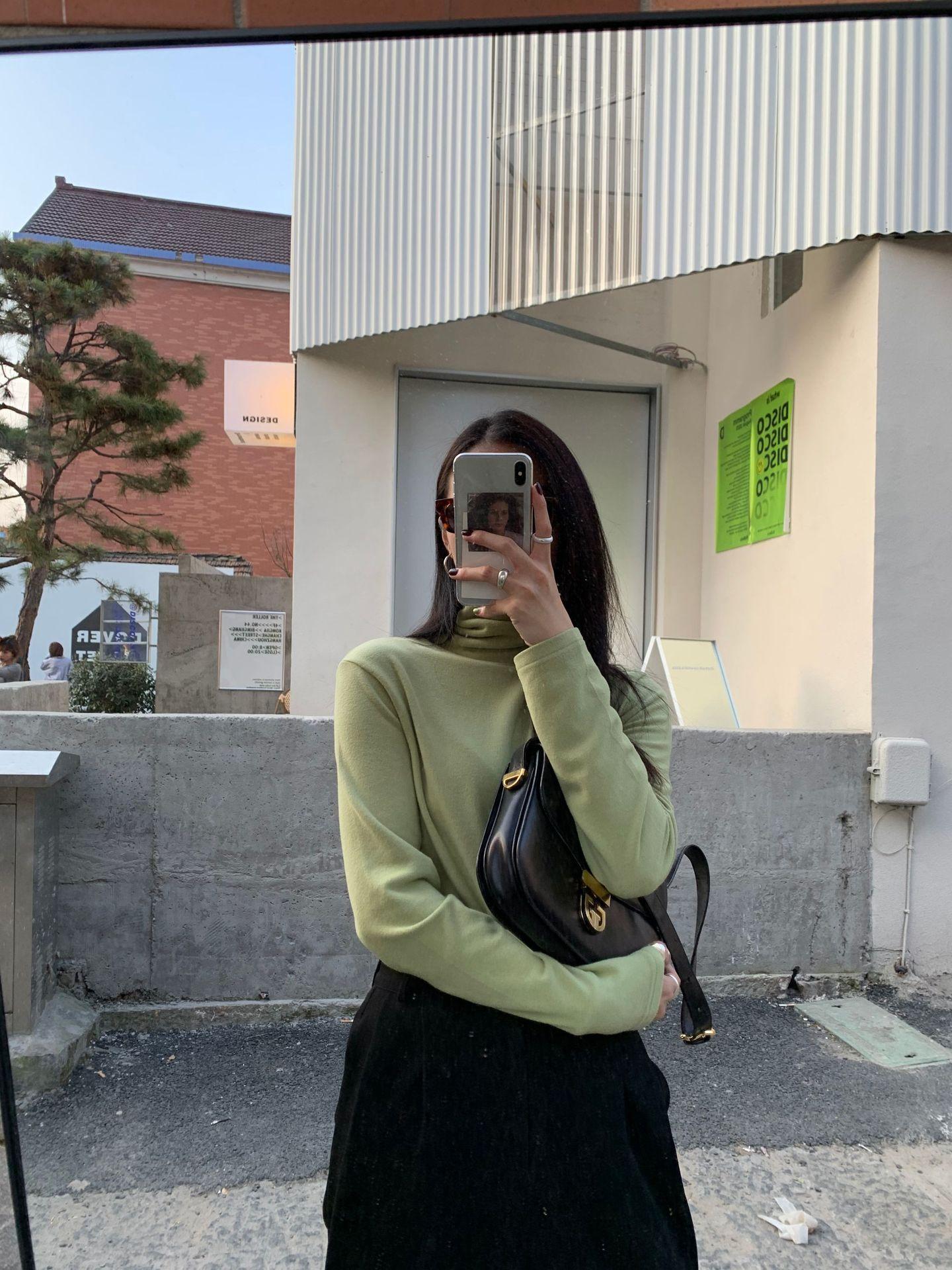 

Thickened turtleneck base shirt For women 2020 Autumn winter New style slim-fitting long-sleeve stacked collar T-shirts 3742, White