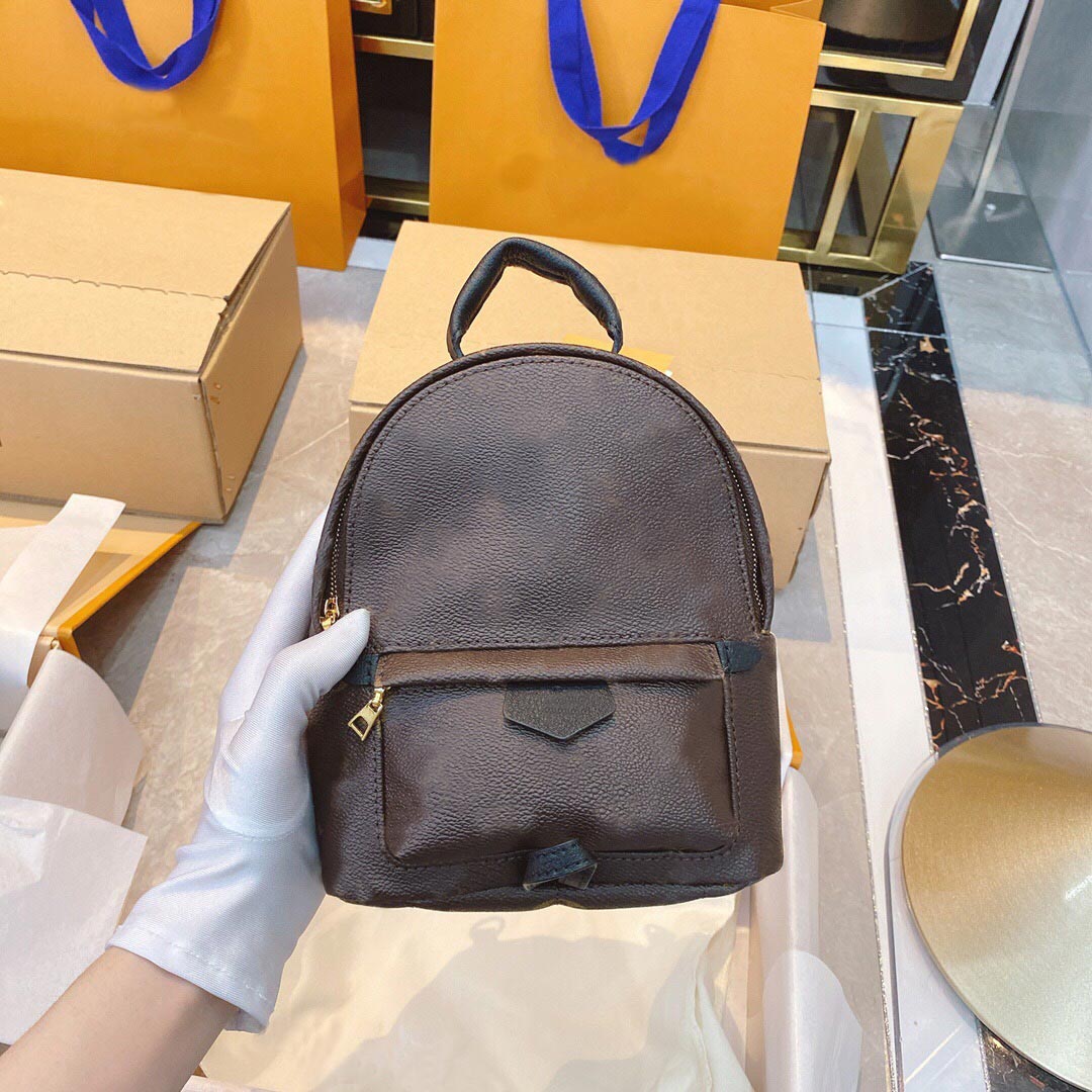 

mini brand luxury backpacks Women Luxurys Designers Bags 2021 classic fashion Unisex purse with original box Genuine Leather plaid flower, Brown