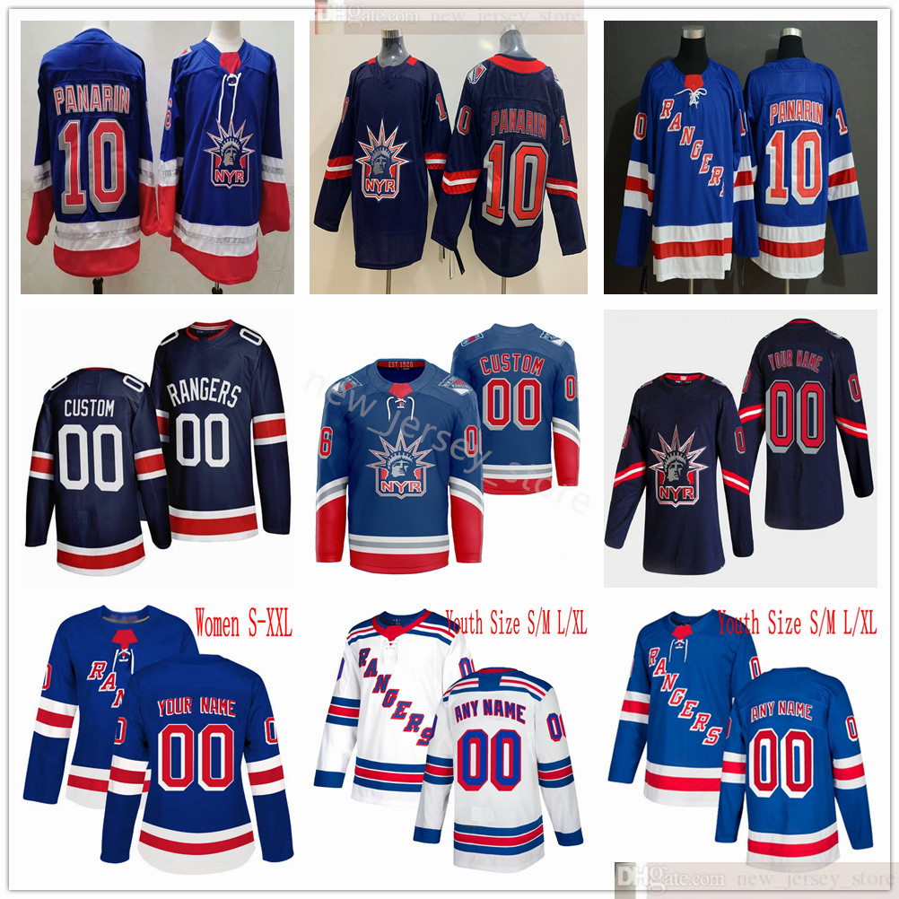

Custom 2021 Reverse Retro Man Women Youth Kids Hockey 13 Alexis Lafreniere 8 Jacob Trouba Mark Messier Chris Kreider Pavel Buchnevich Artemi, Black;red