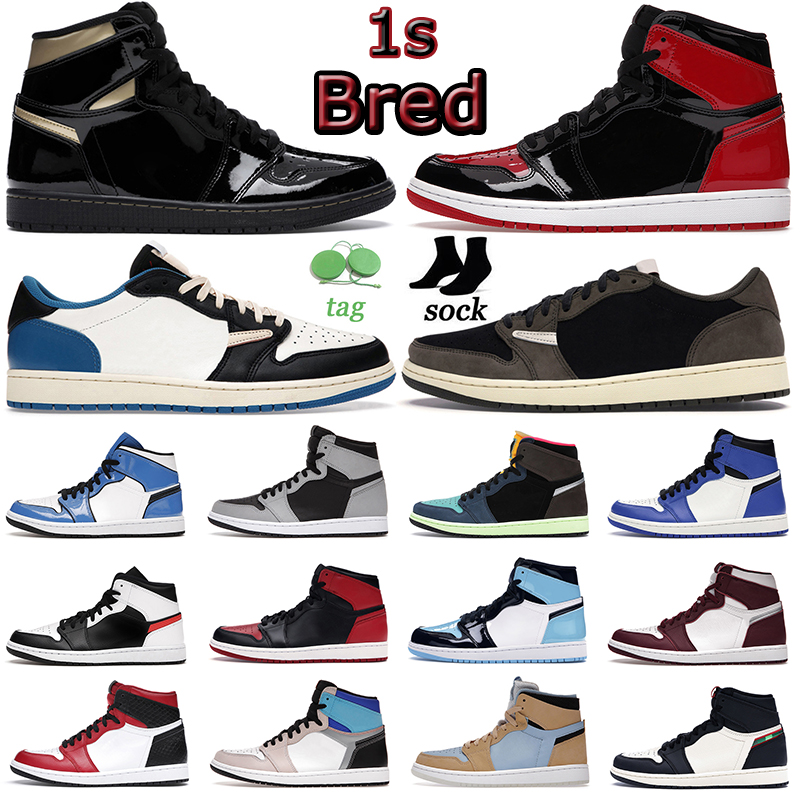 

Fragment Men Basketball Shoes 1 1s Jumpman Bred Patent Hyper Royal CMFT Psychic Blue Dark Mocha Purple Aqua Mens Women Trainers Outdoor, Pine green