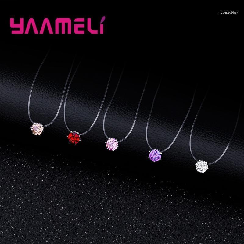 

Chains Design Simple Casual Style Necklace Clear Fishing Line Collares 8 Color Crystal Jewelry Wedding Party Daily Bijoux1