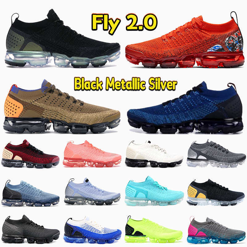 

2022 Fly 2 .0 Men Running Shoes Black Metallic Silver Heel Graphic Team Orange Golden Beige Racer Blue Light Moon Women Mens Sneakers, 01# 40-45 black metallic silver