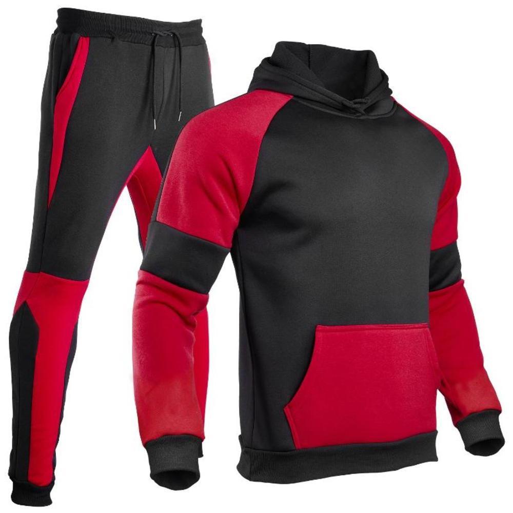 

2021Men's Hoodies Contrast Stitching Sports track Suit mens Blank Solid Color Pullover Customization tracksuit Free shipping, Gray