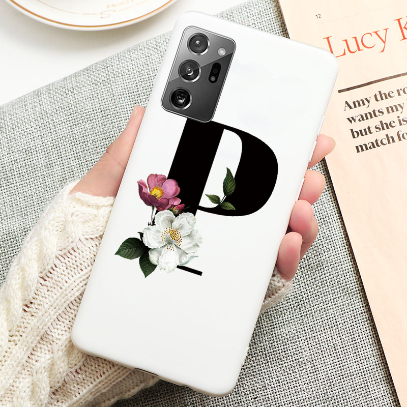 

Custom 26 English Name Letters Flower Phone Case For Samsung Galaxy Note 20 Ultra Cover For Samsung Note20 Note 20 Ultra Coque