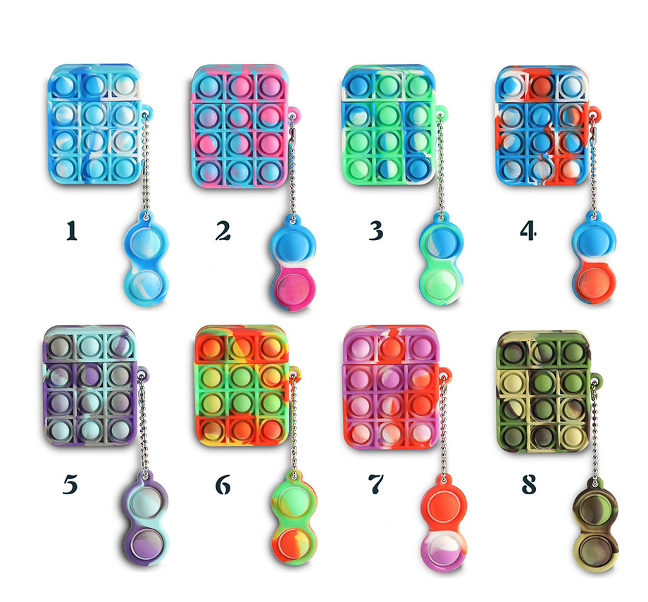 

Camouflage Airpods Case fidget Silicone Case For Airpods Pro Air Pod 1 2 gen Push Pop Headphone Case Airpod 2 3 pro earphone Protector Cover with dimple charms