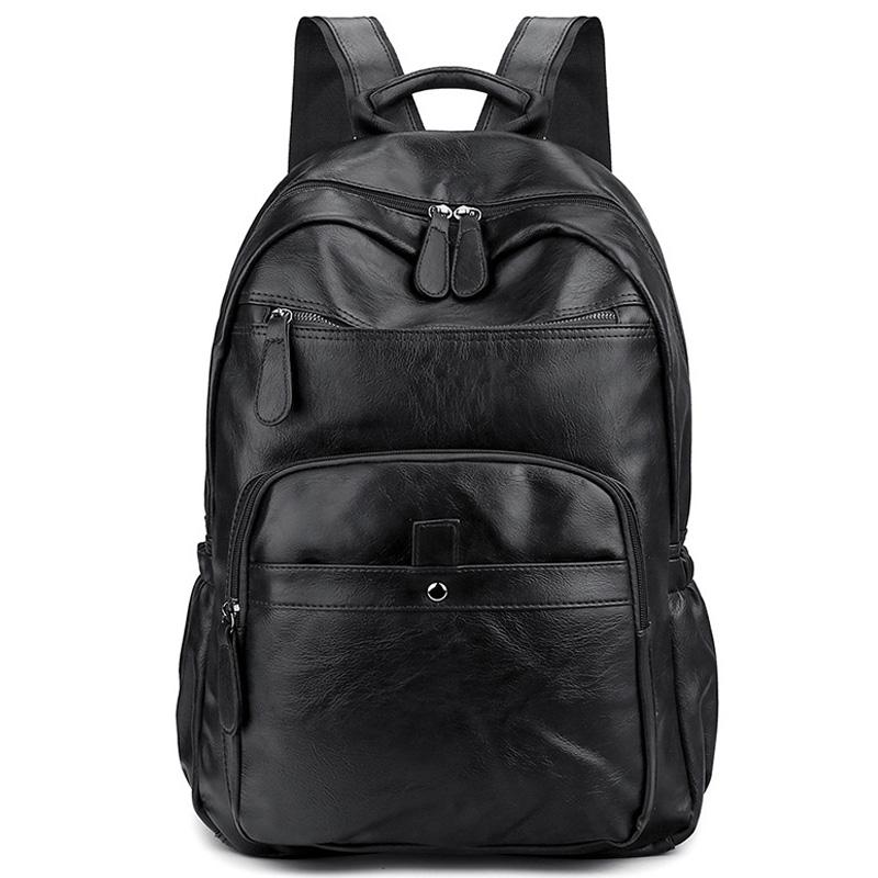 

Backpack Men Backpacks Leather Pu Fashion Laptop Csaual Male High Quality Young For School Teenagers, Black