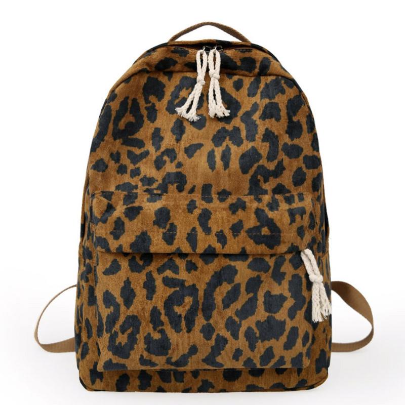 

Backpack Aelicy Fashion Female Leopard Print Corduroy Dual-Straps Woman Travel Large Capacity Girl Shoulder Bag T25, Bk