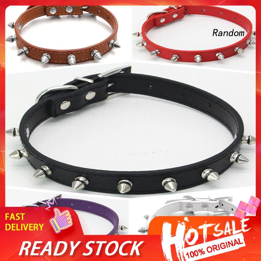 

Fashion Rivet Spiked Studded Faux Leather Adjustable Pet Puppy Cat Dog Collar