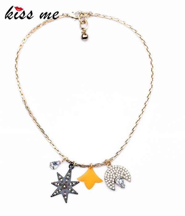 

Pendant Necklaces Styles 2021 Fashion Jewelry Gold Color Glass Stone Star Necklace