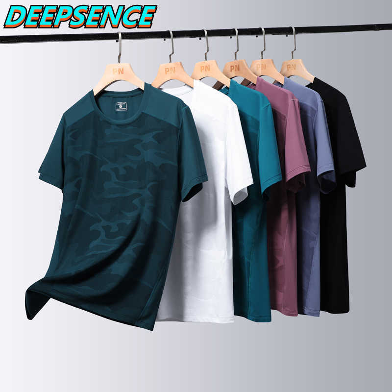 

Summer Ice Silk Quick Drying Short Sleeve T Shirt Men O Neck Casual Breathable Lightweight Sports ops 210629, White
