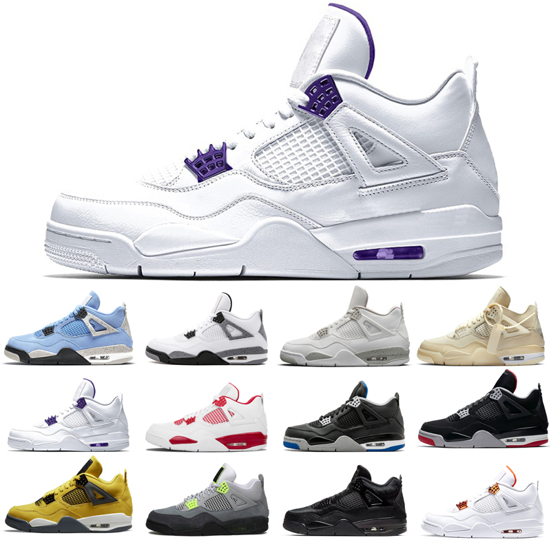 

2021 new basketball shoes 4s man White Oreo Cement University Red Blue Travis Sail Thunder Olivia Kim Black Cat Taupe Pine Green Pure Money Neon Grey Bred purple, Cool grey