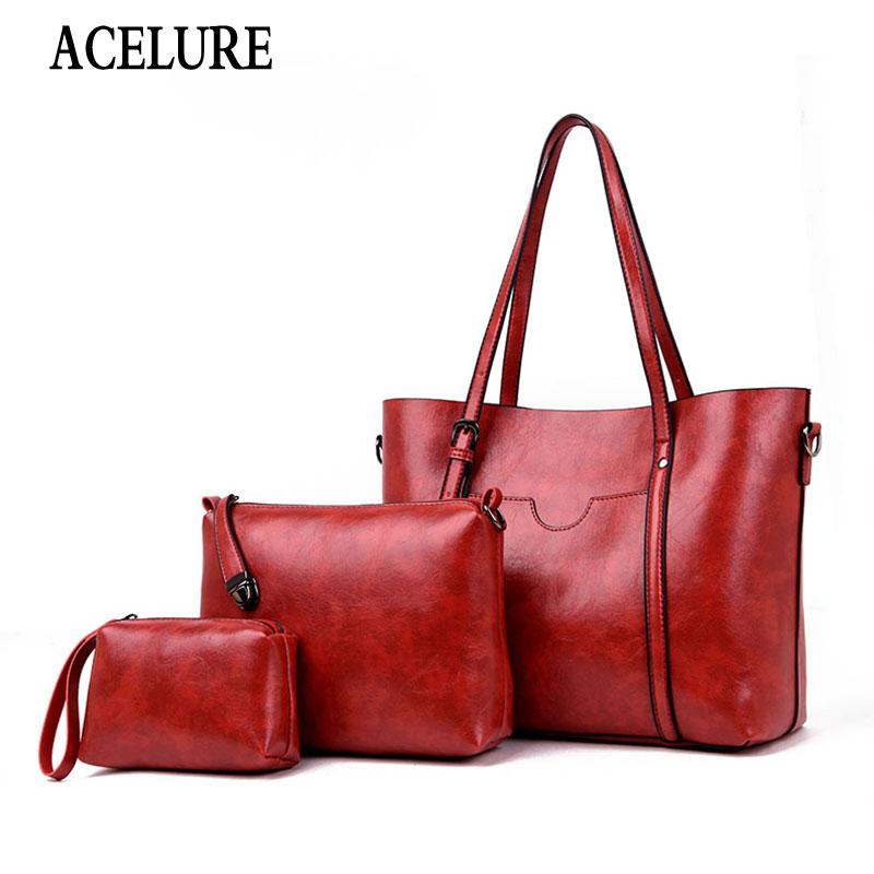 

ACELURE Soft Solid Color PU Leather Women High Capacity Casual Totes Bags Female Simple Fashion Ladies Shoulder Crossbody Bags, Black