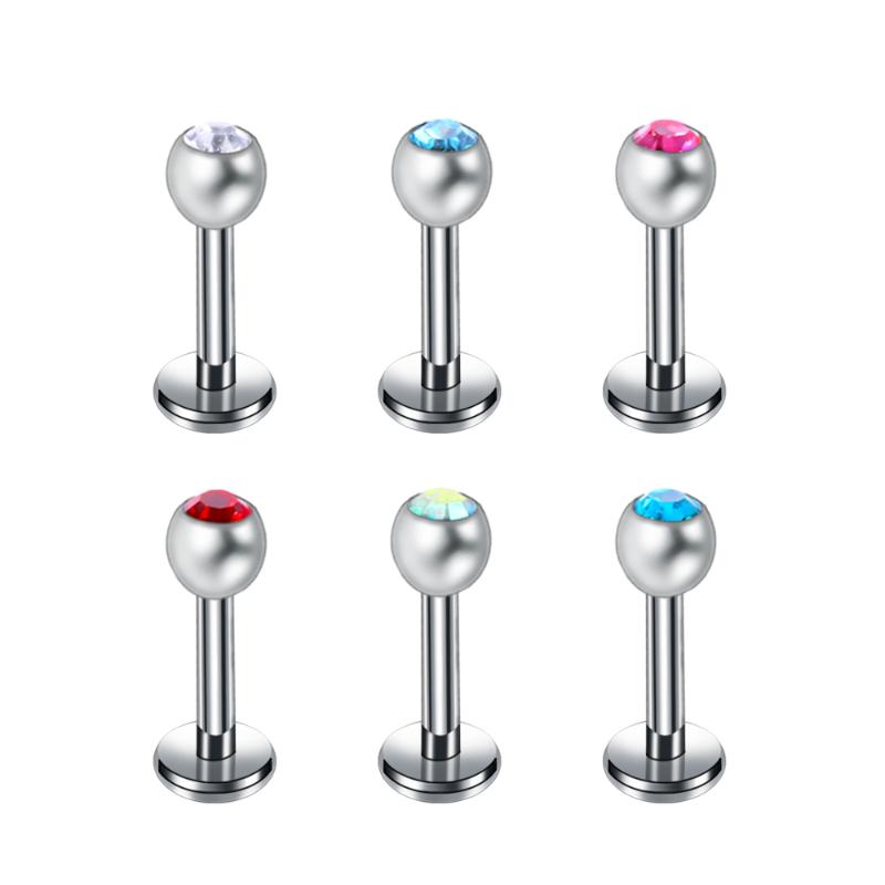 

Stud 1 PC G23 Titanium Opal Labret Rings Lip Bars Round Ear Tragus Cartilage Earring Piercing Body Jewelry, Golden;silver