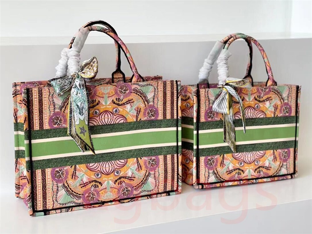 

High Quality Luxurys Designers Classic Colorful Book Totes Bag Designer Handbag Embroidered Handbags Large Capacity Travel Canvas Shopping Bags, 10