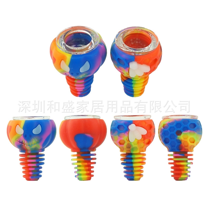 

Glass smoke pot gun head universal interface hookah Bong silica gel cigarette set accessories new pumpkin