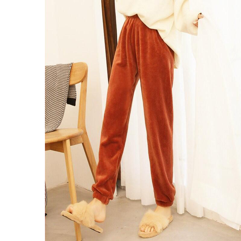 

2021 New Winter Flannel Woman Sleeps Bottoms Thicken Warm Sweatpants Pajamas Comfort Pair Pajama Pants Casual Couple Qm53, Blue.