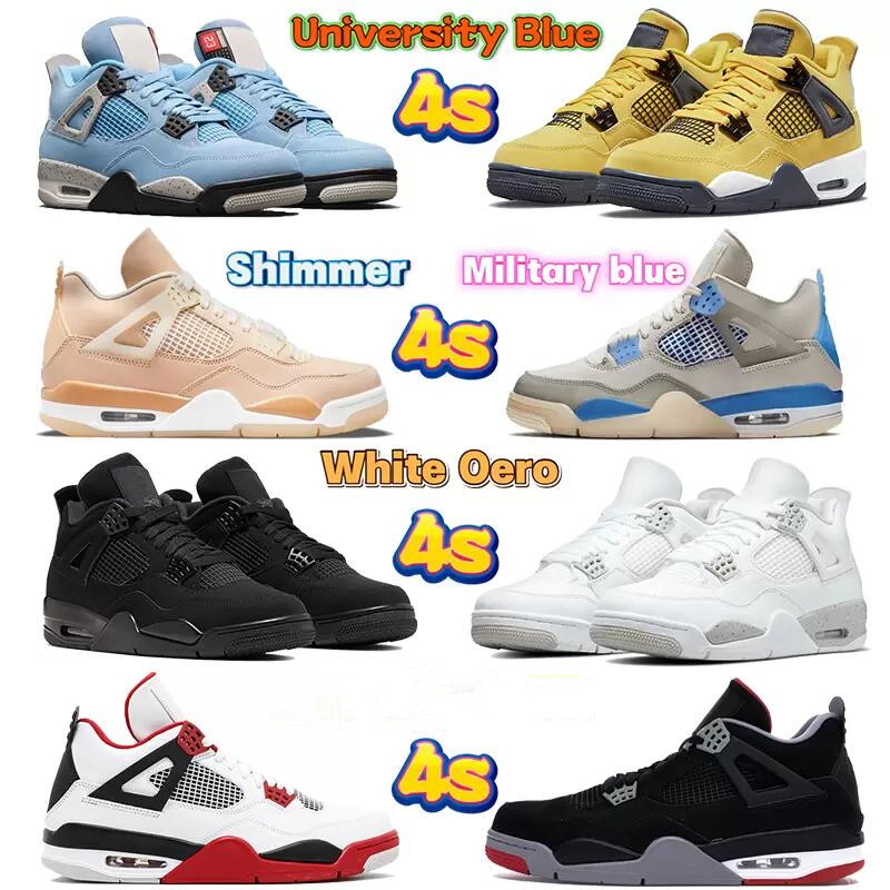 

New 4 4s white oreo x military University blue shoes shimmer Black cat Bred fire red tour yellow pure money metallic purple Paris men women sneakers, 33