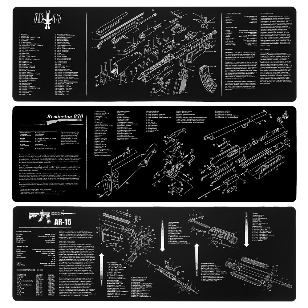 

Tactical Accessories AR15 AK47 Gun Cleaning Rubber Mat With Parts Diagram and Instructions Bench Mouse Pad for SIG P226 P229