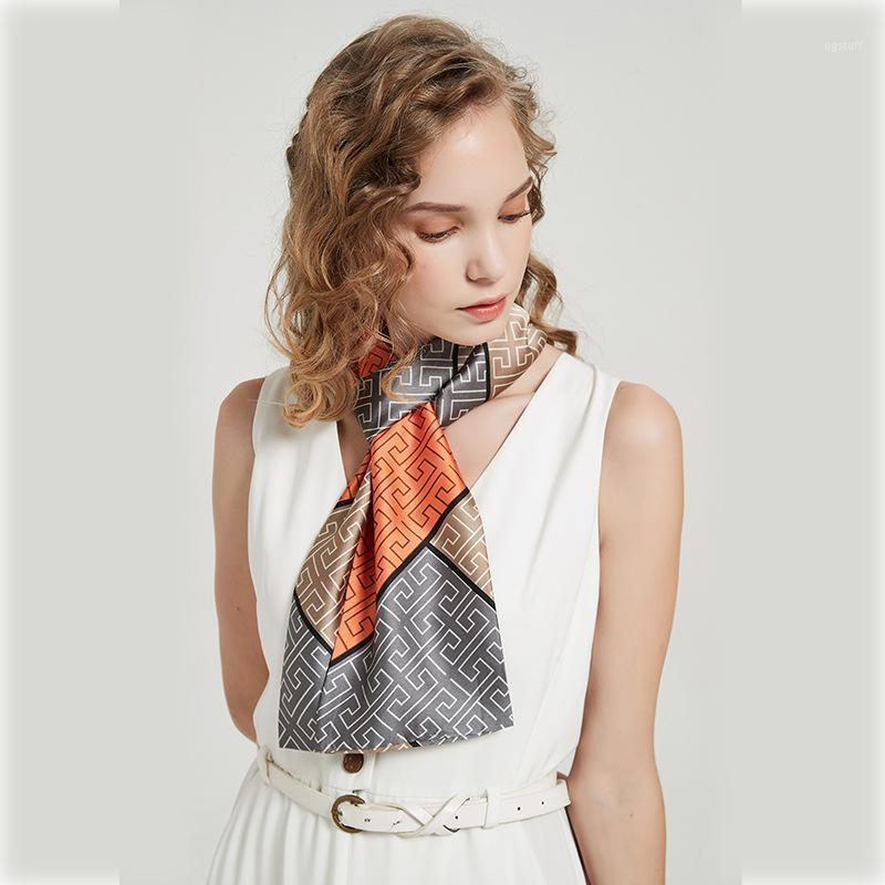 

Scarves Long Small Silk Scarf Simulation Autumn And Winter Professional Fashion Wild Temperament Headscarf Women, Blue;gray