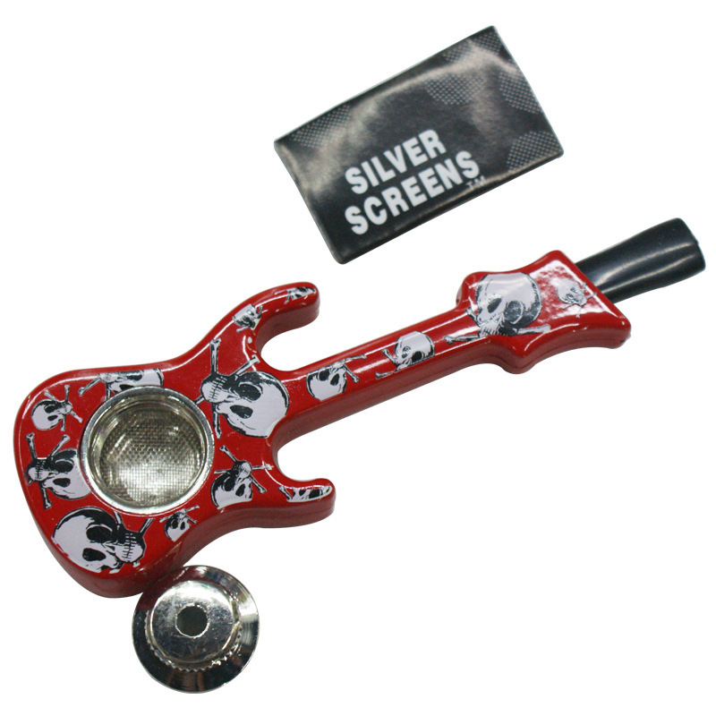 

guitar shape Pipes Hot selling creative fashion skull imitation mini metal small pipe smoking pipe