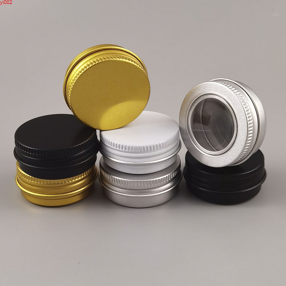 

100 x 15g packing bottles White Gold BlacK Aluminum Cream Jar Pot Nail Art Makeup Lip Gloss Cosmetic Metal Tins Containers