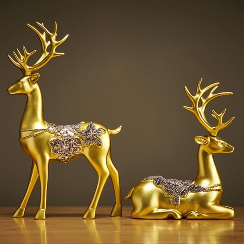 

Decorative Objects & Figurines Resin Handicraft Home Decoration European Style Wedding Gift Lovers Wine Cabinet Living Room Deer 2pcs