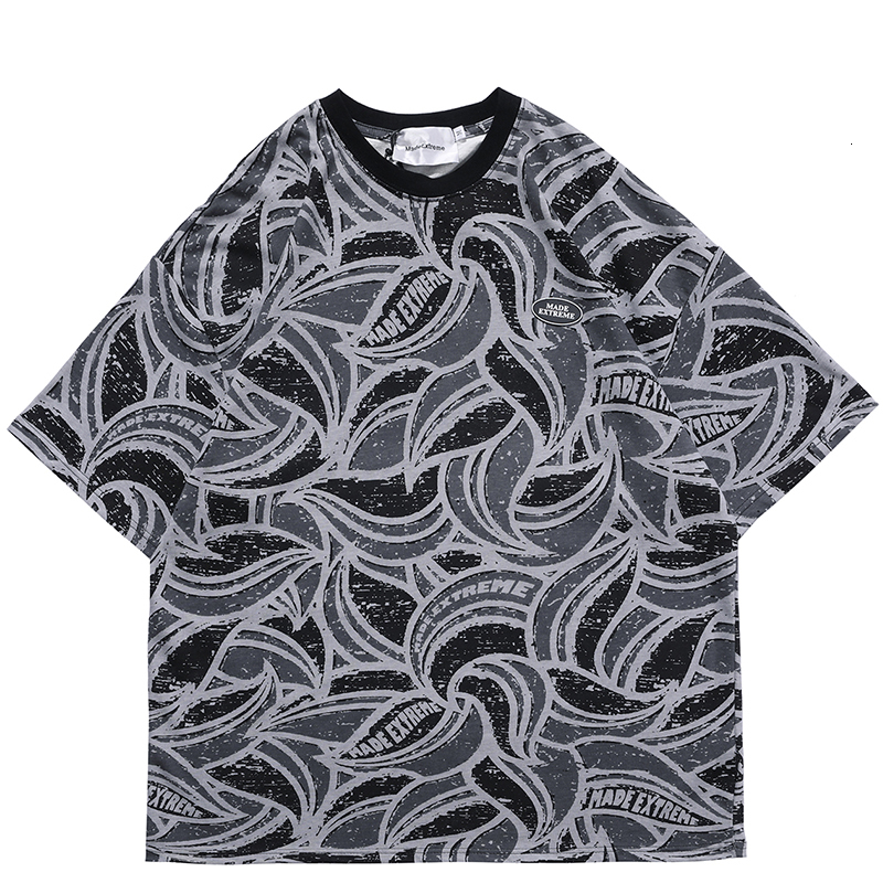 

New Hip Hop Leafs Printed Shirt Men Harajuku Top Tees Streetwear Tshirt 2021 100% Cotton Loose Casual Goth Male t Shirts Tm9a, Black