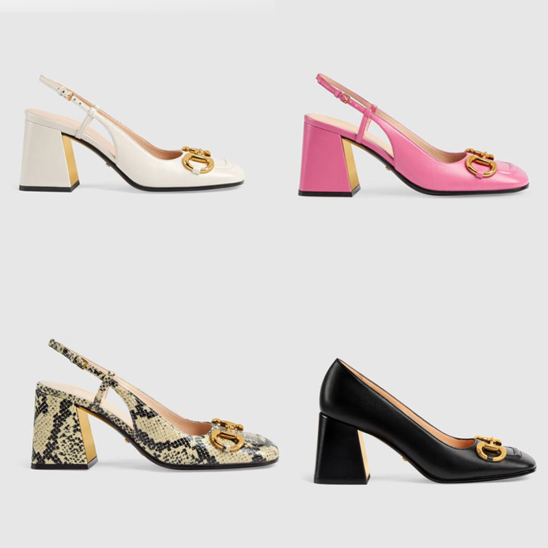

Women's mid-heel Slingback pump with Horsebit Designer Dress shoes Vintage Square toe Mules Top grade Genuine Leather Party shoes NO073, Full pump color 9