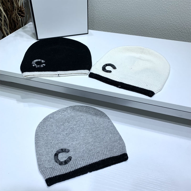 

Womens Mens Knitted Hat Fashion Designer Hats Wool Beanie Caps Winter Street Cap Luxurys Letters Casquette Habbly, Black