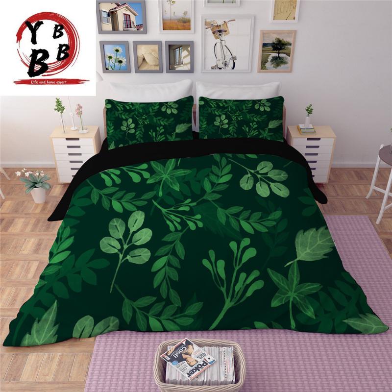 

Bedding Sets Tropical Plant Set Banana Leaves Green Printing Bed Cover 3/4 PCS Sheet Linens  Queen King Size Bedclothes, Style 4