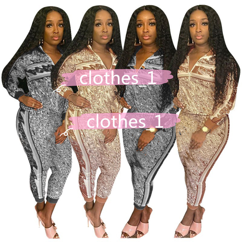 

womens hoodies legging two piece set outfits long sleeve tracksuit jacket pants sportswear bodycon outerwear tights sports set hot klw5223, Brown