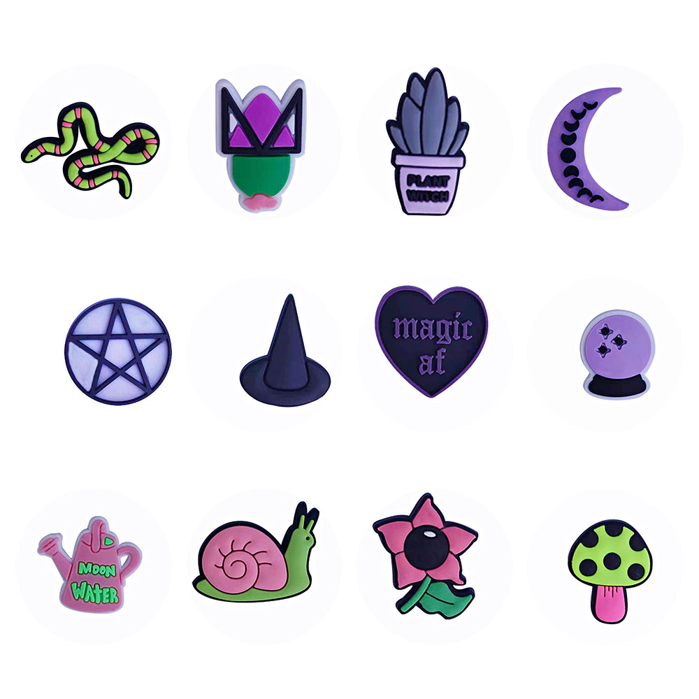 

100pcs+ Cartoon Plants Stars Animals PVC Shoe Charms Buckles Decoration Accessories ornaments Jibbitz for Croc shoes Fit Bracelets Bakcpack, White;pink