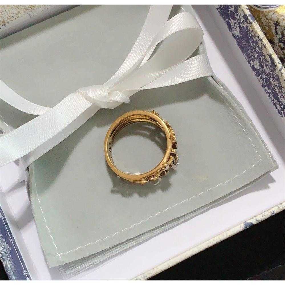 

New Style Ring for Woman Decorations Diamond Accessories Shape High Quality Brass Letter Charm Ring Fashion Jewelry Supplyl