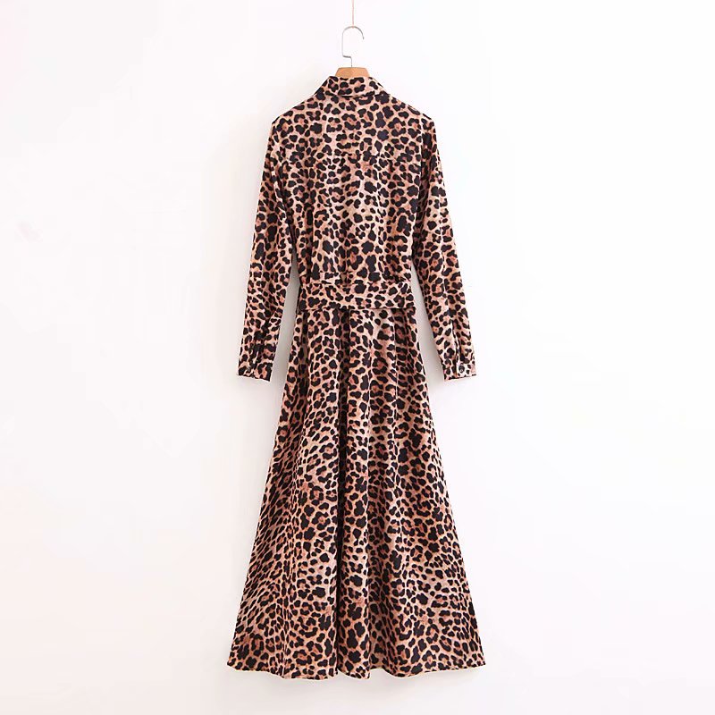 

new vintage long sleeve leopard print bowknot sashes long dress office lady casual slim vestidos autumn chic dress, Black;gray