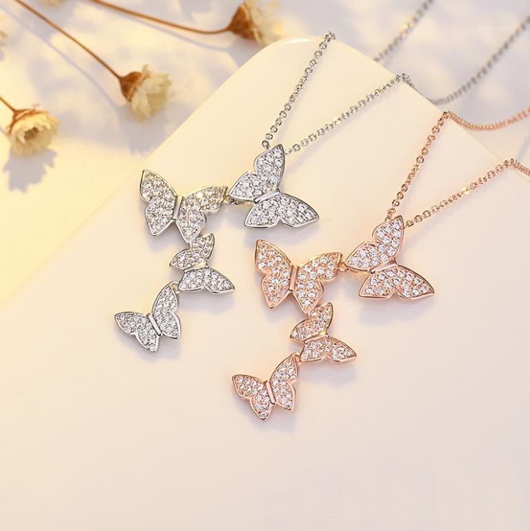 

Chains Temperament 925 Sterling Silver Fashion Stylish Zircon Butterfly Choker Necklaces For Women Girls Party Gift Jewelry 2Y1464