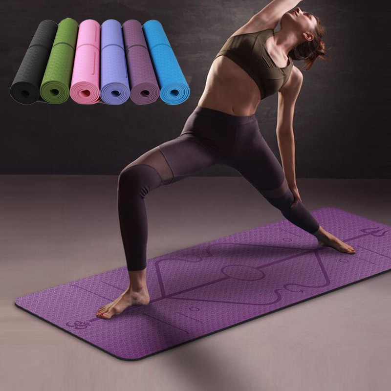1830*610*6mm TPE Yoga with Position Line Non Slip Carpet For Beginner Environmental Fitness Gymnastics Mats-image-730903737
