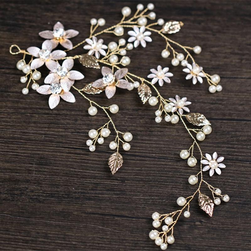 

Hair Clips & Barrettes Bride Headband Golden Leaves Jewelry Women Wedding Band Handmade Decoration, Golden;silver