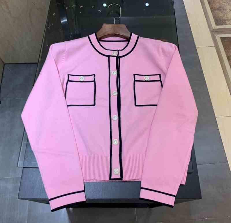 

Women' Sweaters autumn Catwalk 20 fund small fragrance wind round collar contrast color single row gold button, slim celebrity heiress cardigan knit coa 887O, White