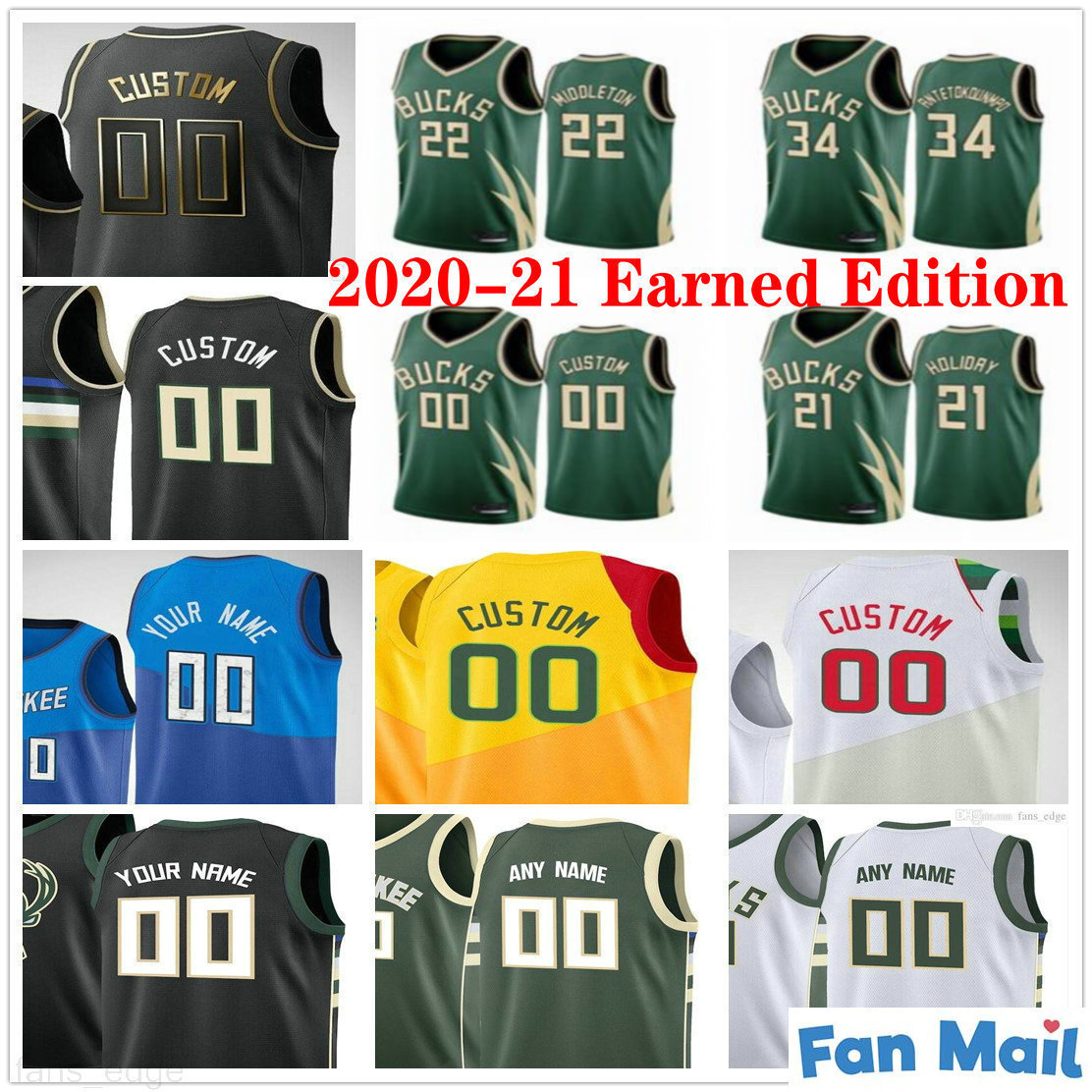 

Custom Printed Giannis 34 Antetokounmpo Khris 22 Middleton Jrue 21 Holiday Donte 0 DiVincenzo Bobby 9 Portis Jr Men Woman Youth Kids Milwaukee Basketball Jerseys, As picture