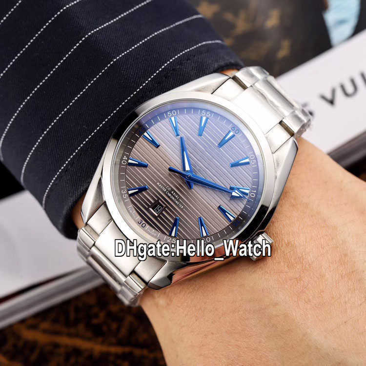 

watches men luxury brand Aqua Terra 150M 220.10.41.21.06.001 Automatic Mens Watch Steel Case Gray Texture Dial A2813 Stainless Steel Bracelet, Om-e110b (5)