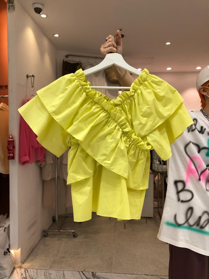 

Women's Blouses & Shirts Sexy Summer Crop Tops Slash Neck Off The Shoulder Irregular Blouse Women Short Butterfly Sleeve Sweet Ruffles Blusa, White