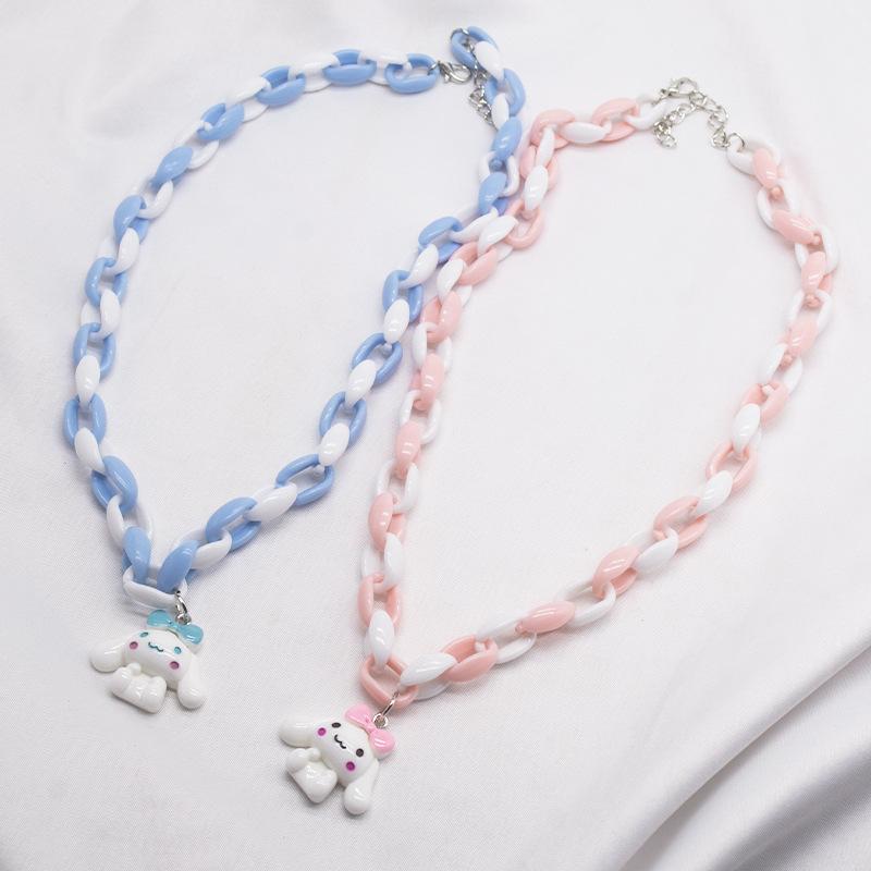 

Chains Puppy Dog Pendant Necklaces For Teenage Egirls Acrylic Chain Necklace Y2k Jewelry Cute Kawaii Lolita Accessory Pink, Silver