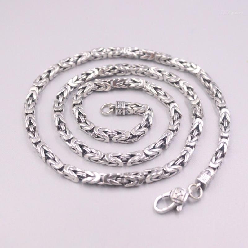 

Chains Pure 925 Sterling Silver Chain Width 4mm Peace Pattern Necklace 60cm / 38-39g For Man Lucky Gift
