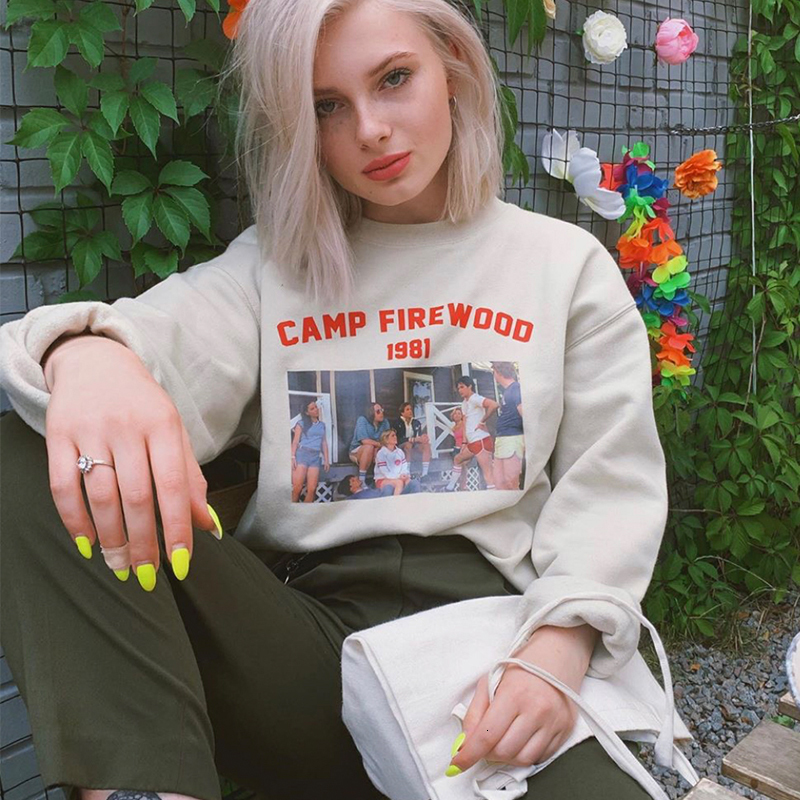 

2021 Vintage Character Letters Print Sweatshirt Women Streetwear Casual Loose Oversized Winter Tops New Design Harajuku Fashion 8wp3, Khaki