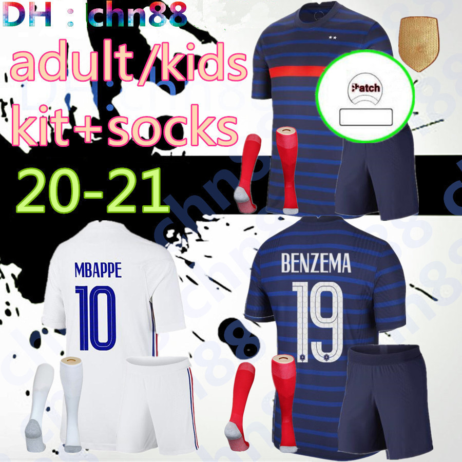 2021 2022 soccer jersey 2 stars MBAPPE BENZEMA GRIEZMANN KANTE POGBA Maillot de foot EURO 20 21kids youth men adult + socks set football shirts Unifor