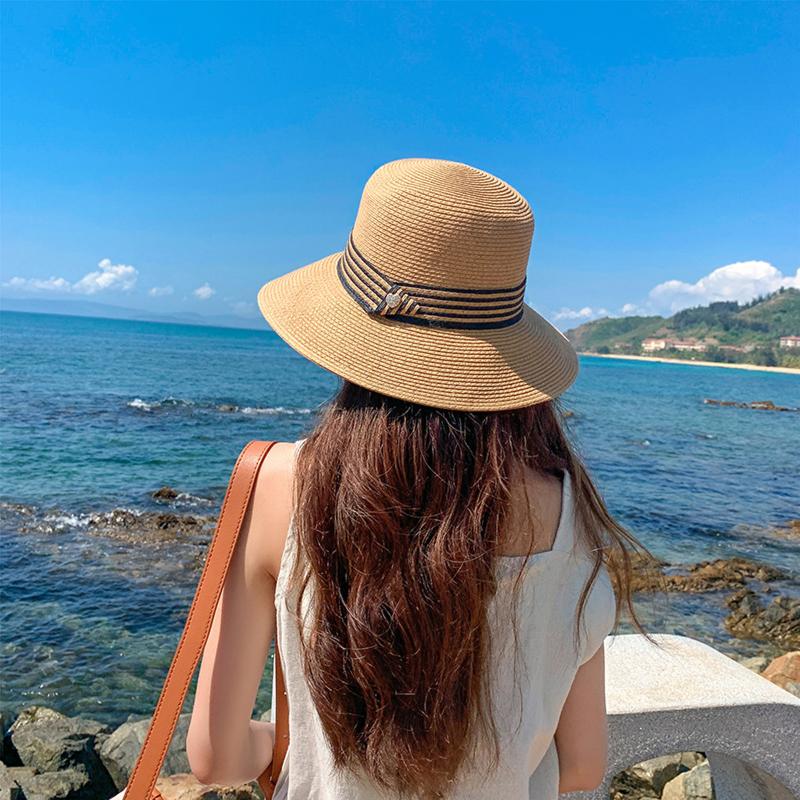 

Wide Brim Hats Simple Foldable Cap Travel Straw Hat Women's Sunshade Female Outdoor Summer UV Protect Sunscreen Beach Sun